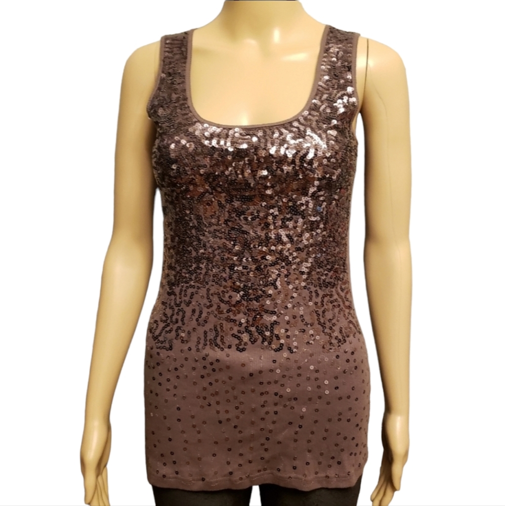 Taupe Sequin Tank Top